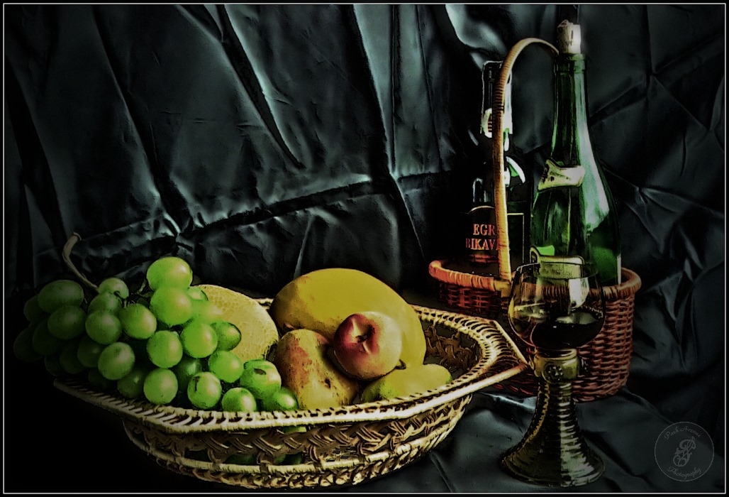The still life with vin rouge
